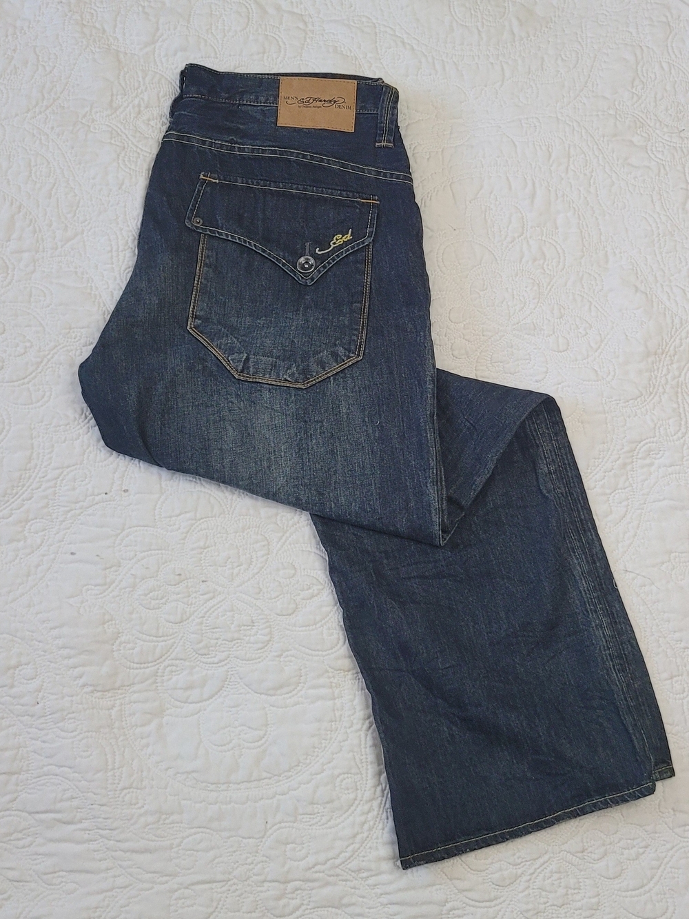 Men’s Ed Hardy by Christian Audigier dark wash denim jeans in unworn condition.